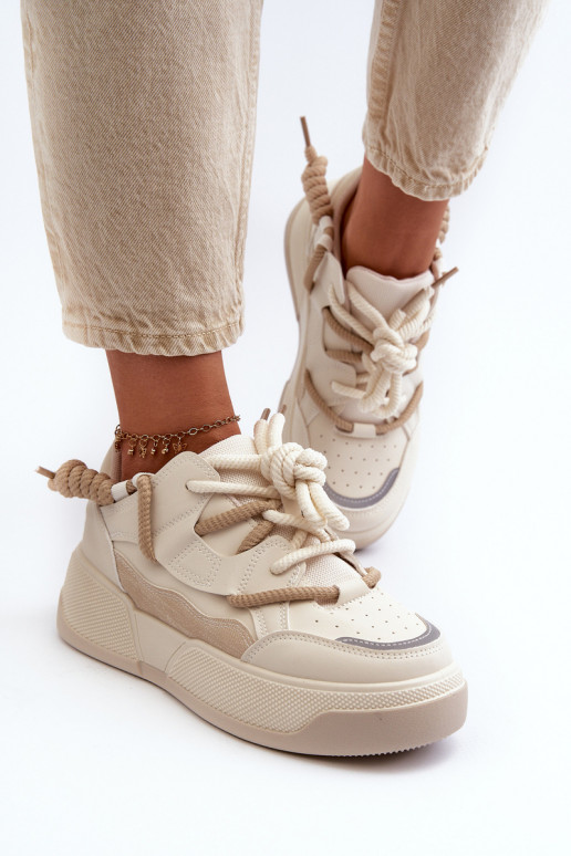 Scarpe modello sneakers con plateau Moariella beige