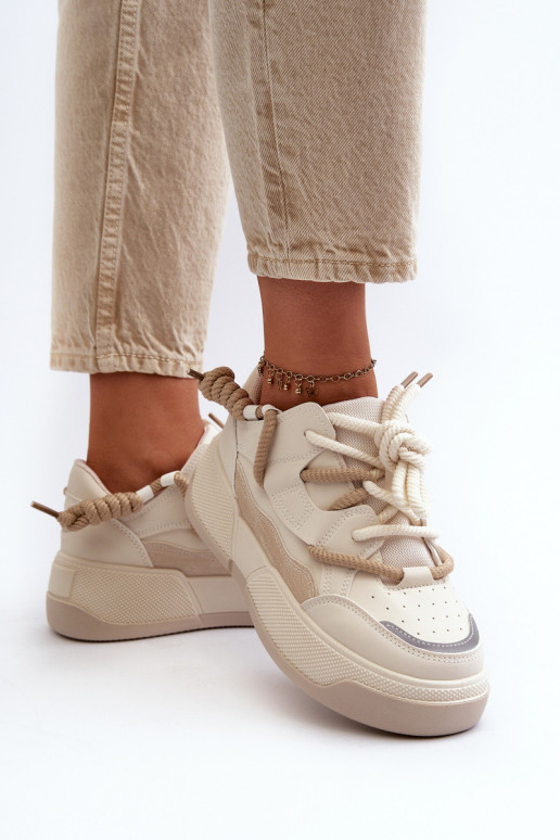 Scarpe modello sneakers con plateau Moariella beige