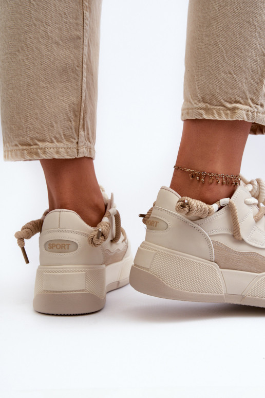 Scarpe modello sneakers con plateau Moariella beige