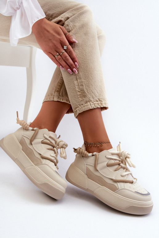 Scarpe modello sneakers con plateau Moariella beige