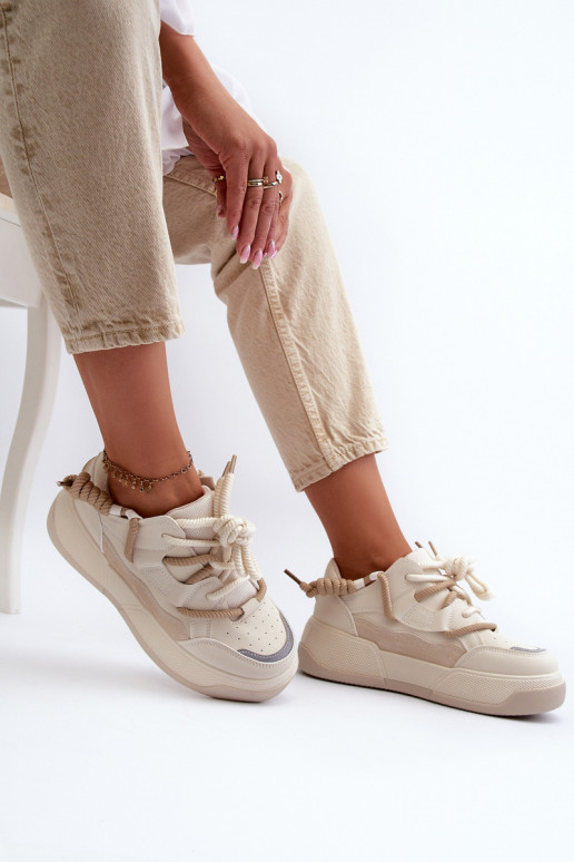 Scarpe modello sneakers con plateau Moariella beige