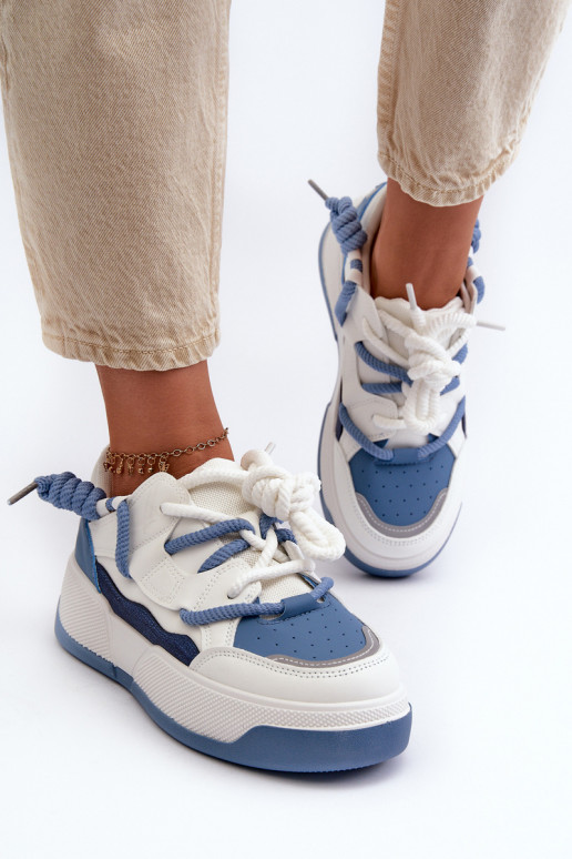 Scarpe modello sneakers con plateau in colore blu Moariella