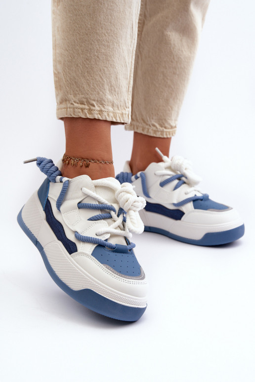 Scarpe modello sneakers con plateau in colore blu Moariella