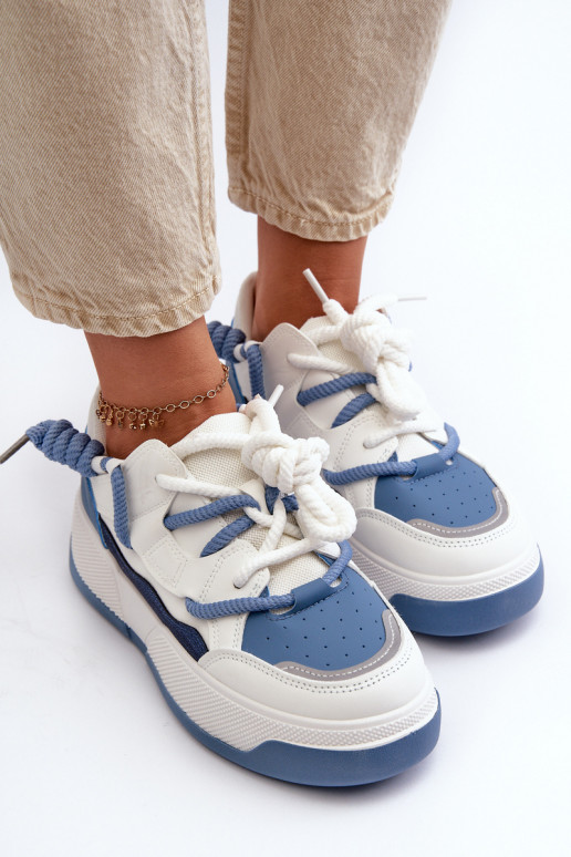 Scarpe modello sneakers con plateau in colore blu Moariella