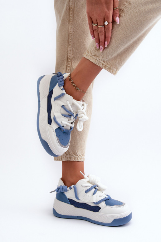 Scarpe modello sneakers con plateau in colore blu Moariella