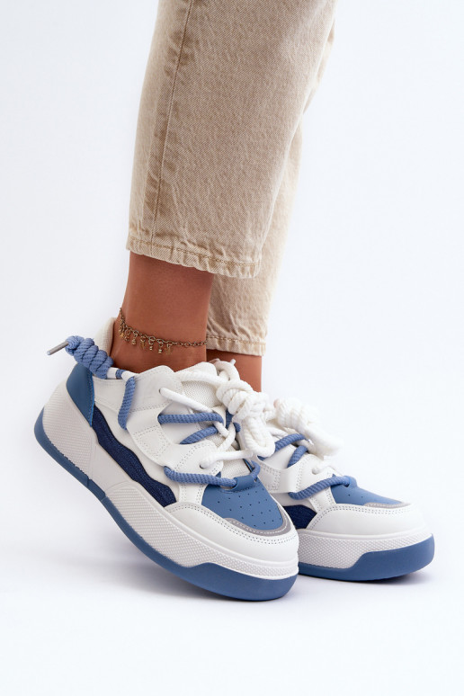 Scarpe modello sneakers con plateau in colore blu Moariella