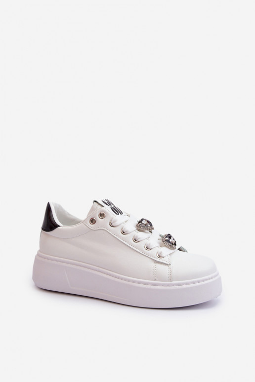 Sneakers da donna con plateau con cuori, azamia bianca
