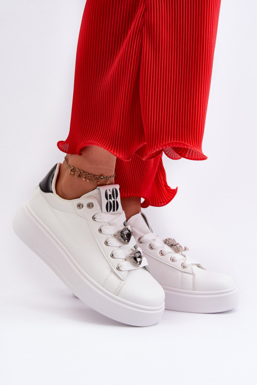 Sneakers da donna con plateau con cuori, azamia bianca