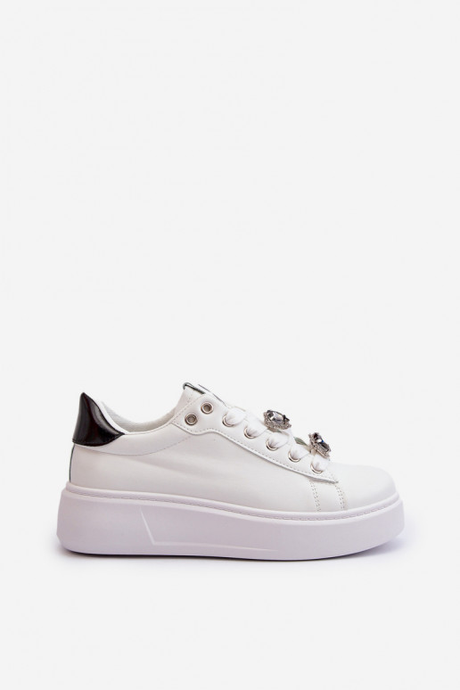 Sneakers da donna con plateau con cuori, azamia bianca
