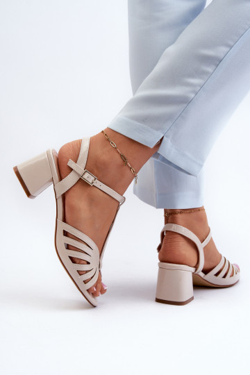 con effetto lacca Sandali eleganti con tacco Sergio Leone SK880 beige 2