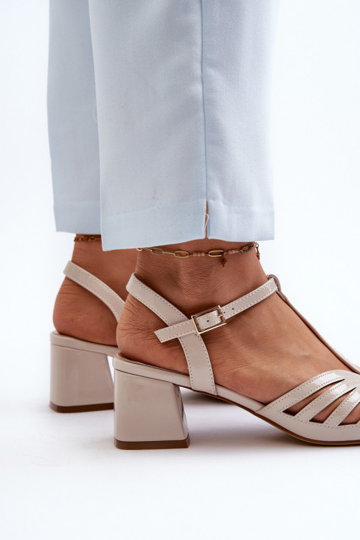 con effetto lacca Sandali eleganti con tacco Sergio Leone SK880 beige con effetto lacca Sandali eleganti con tacco Sergio Leone SK880 beige