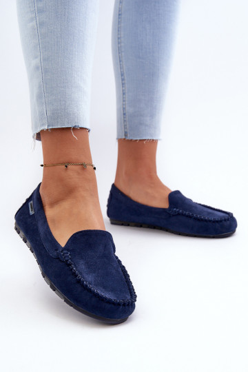 Mocassini in suede artificiale da donna, blu scuro Amrutia