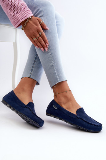 Mocassini in suede artificiale da donna, blu scuro Amrutia 2