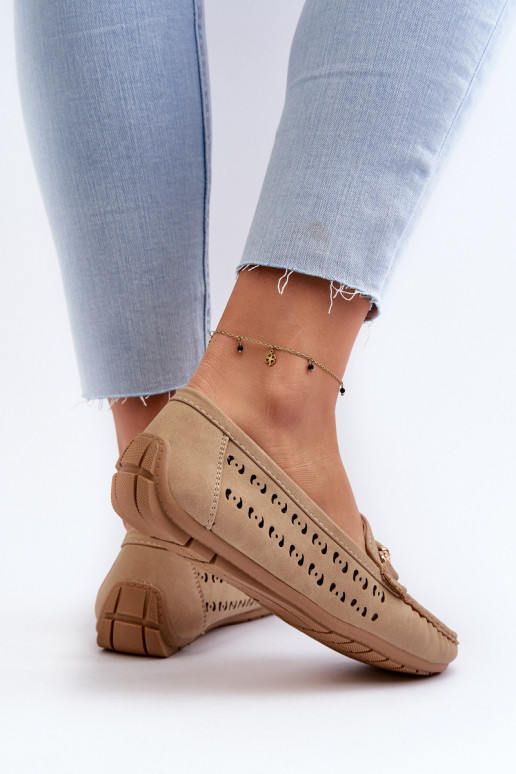 Mocassini da donna traforati con ornamenti in Kaydance marrone