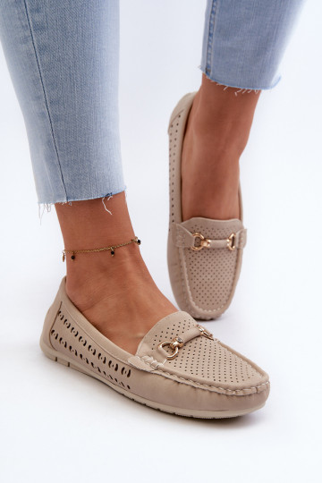 mocassini da donna traforati con decorazioni in Kaydance beige