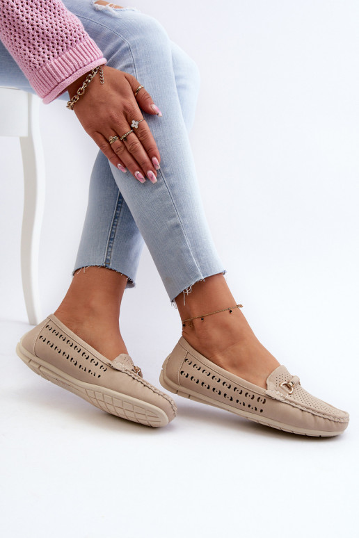 mocassini da donna traforati con decorazioni in Kaydance beige