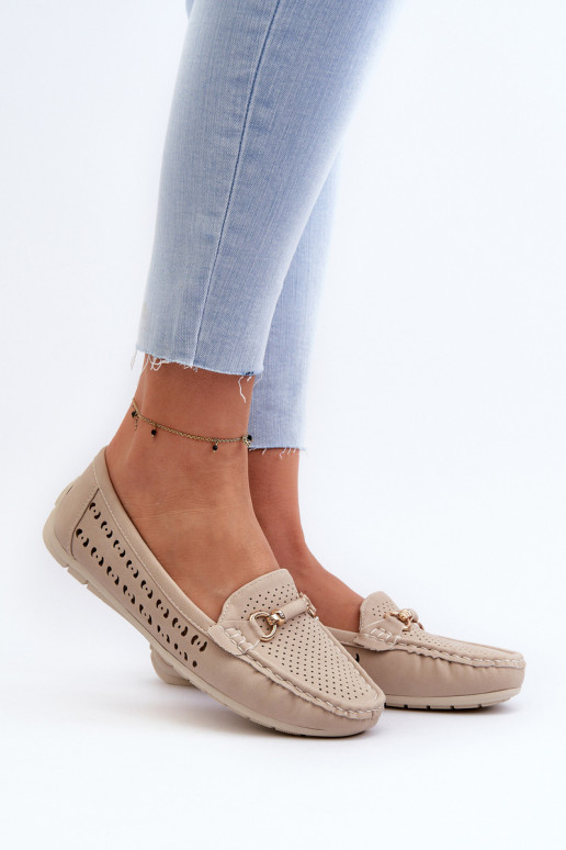 mocassini da donna traforati con decorazioni in Kaydance beige