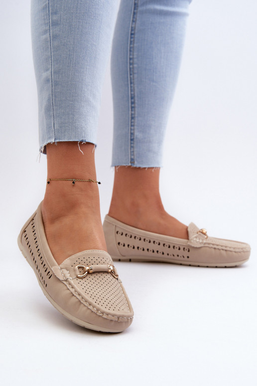 mocassini da donna traforati con decorazioni in Kaydance beige