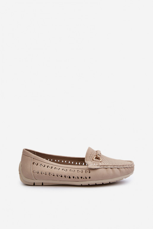 mocassini da donna traforati con decorazioni in Kaydance beige