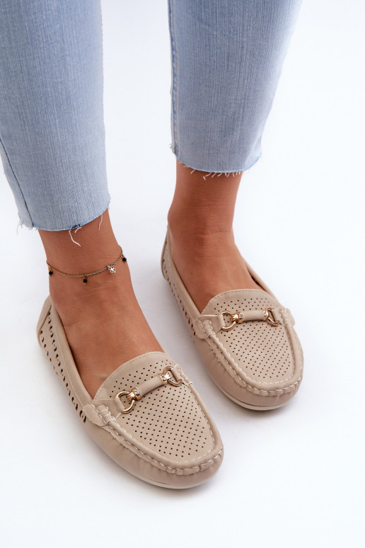 mocassini da donna traforati con decorazioni in Kaydance beige
