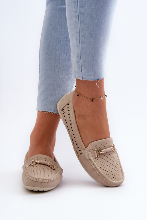 mocassini da donna traforati con decorazioni in Kaydance beige