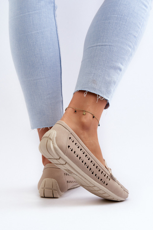 mocassini da donna traforati con decorazioni in Kaydance beige