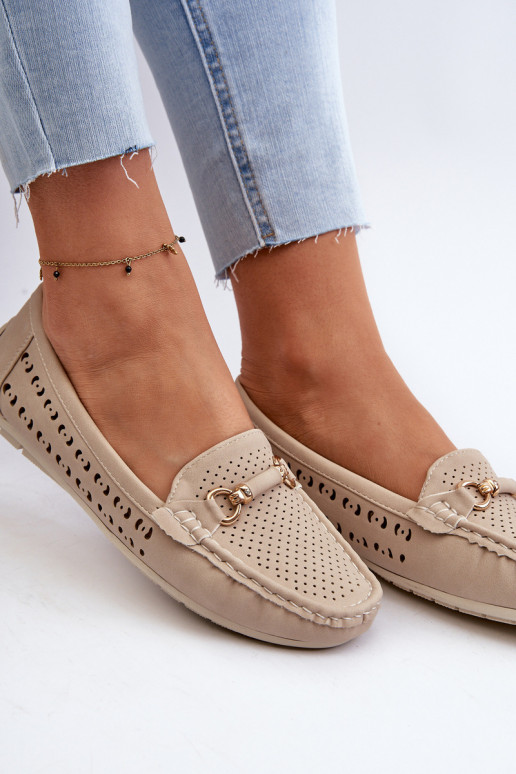 mocassini da donna traforati con decorazioni in Kaydance beige