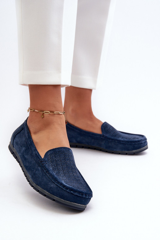 Mocassini in camoscio colore blu scuro S.Barski LR755