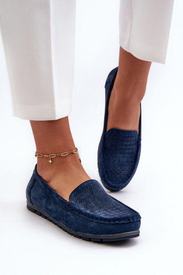 Mocassini in camoscio colore blu scuro S.Barski LR755 2