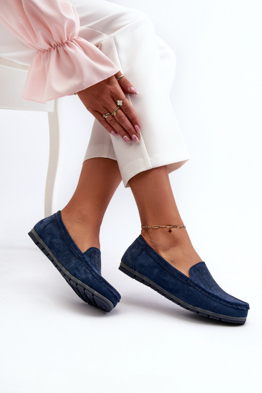 Mocassini in camoscio colore blu scuro S.Barski LR755