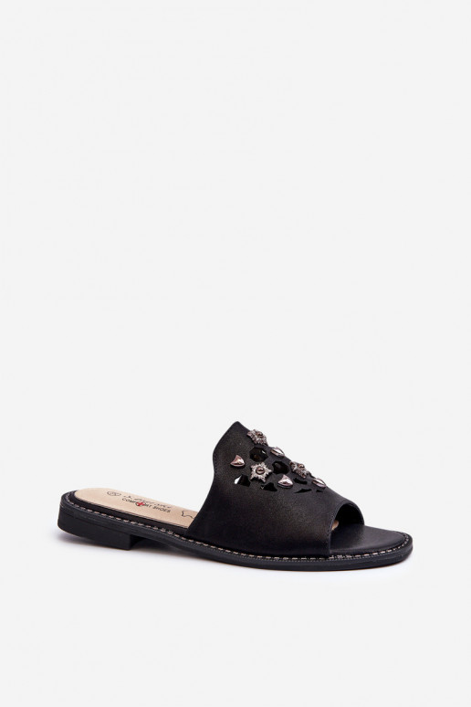 con lucentezza Sandali da donna con bellissimi dettagli S.Barski KV27-063 colore nero