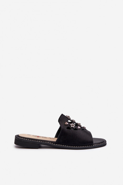 con lucentezza Sandali da donna con bellissimi dettagli S.Barski KV27-063 colore nero