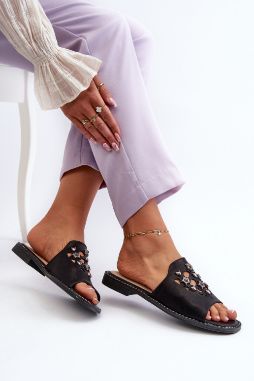 con lucentezza Sandali da donna con bellissimi dettagli S.Barski KV27-063 colore nero