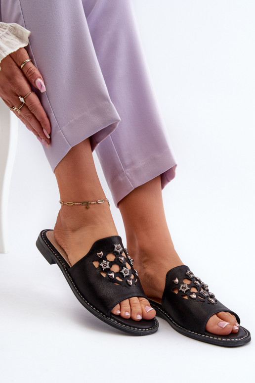 con lucentezza Sandali da donna con bellissimi dettagli S.Barski KV27-063 colore nero