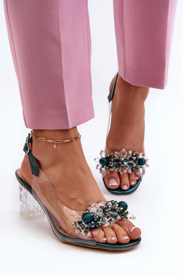 sandali Perregimi con tacco con bellissimi dettagli in colore verde D&A MR38-D1