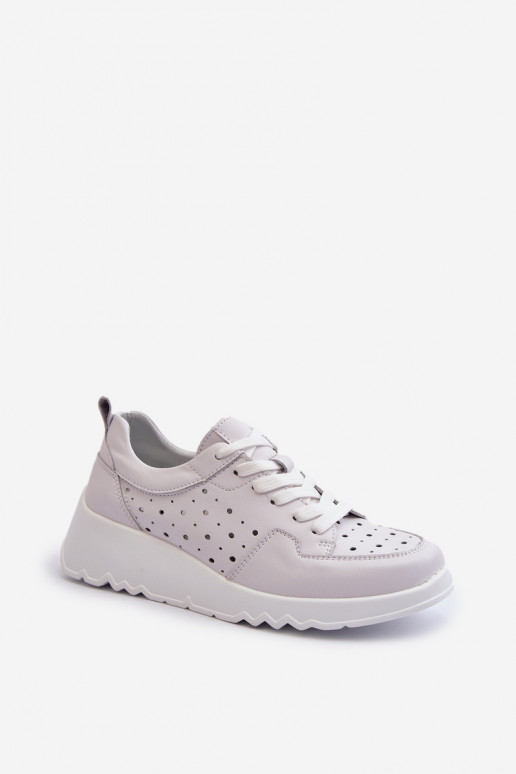 con elementi traforati Scarpe da ginnastica modello scarpe in pelle naturale colore grigio S.Barski LR482