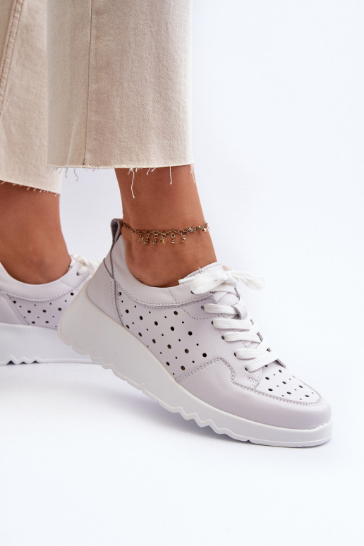 con elementi traforati Scarpe da ginnastica modello scarpe in pelle naturale colore grigio S.Barski LR482