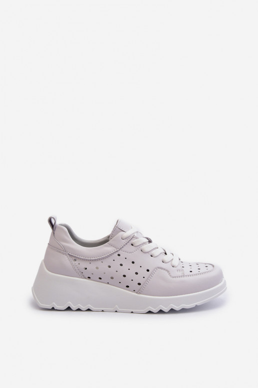 con elementi traforati Scarpe da ginnastica modello scarpe in pelle naturale colore grigio S.Barski LR482