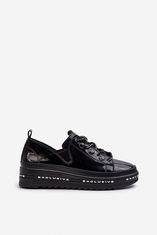 Scarpe stringate con plateau in pelle naturale S.Barski LR620 colore nero