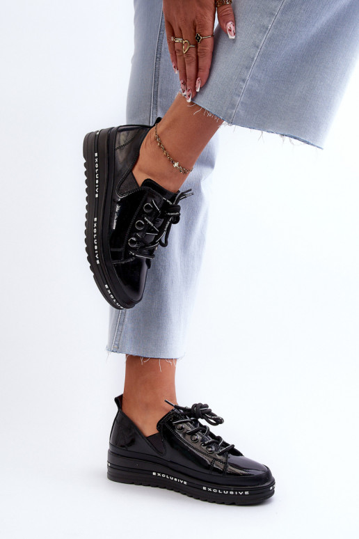 Scarpe stringate con plateau in pelle naturale S.Barski LR620 colore nero Scarpe stringate con plateau in pelle naturale S.Barski LR620 colore nero