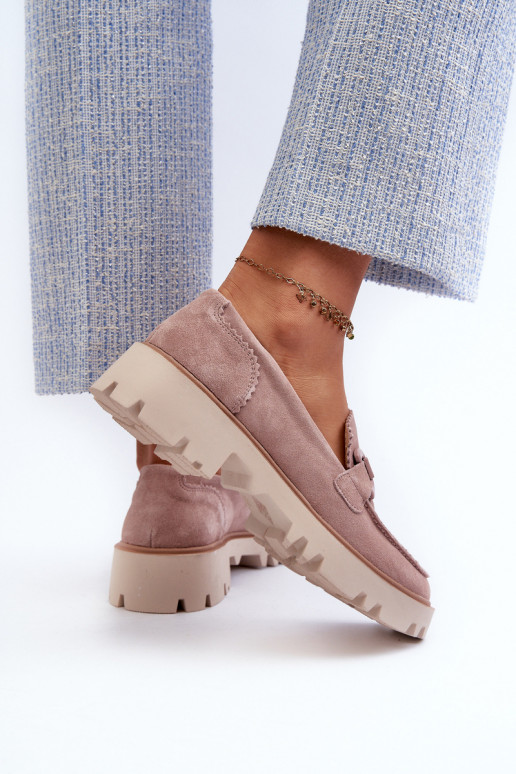 Mocassini in camoscio con ornamenti D&A TW117 rosa