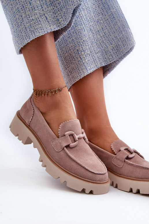 Mocassini in camoscio con ornamenti D&A TW117 rosa