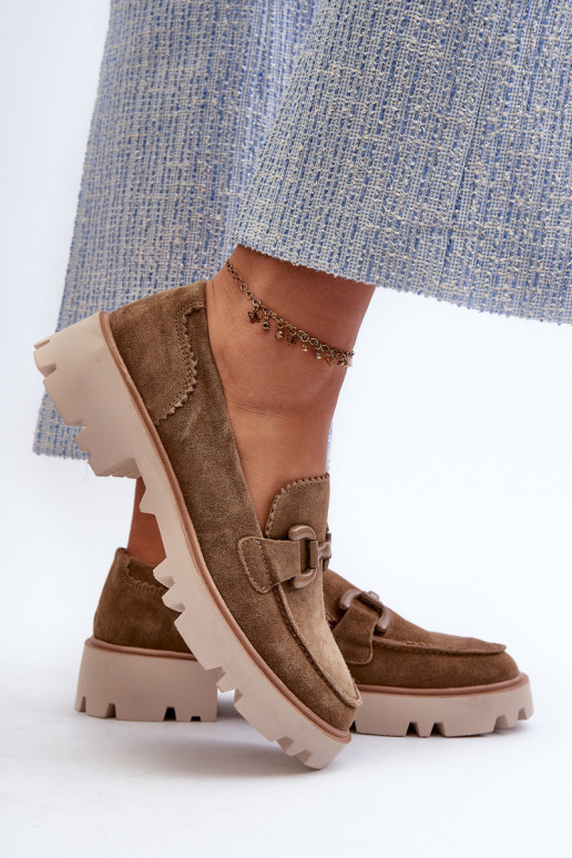 Mocassini in camoscio con ornamenti D&A TW117 marrone