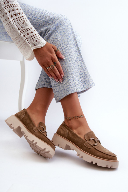 Mocassini in camoscio con ornamenti D&A TW117 marrone