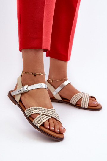Sandali bassi da donna S.Barski MY923 colore beige