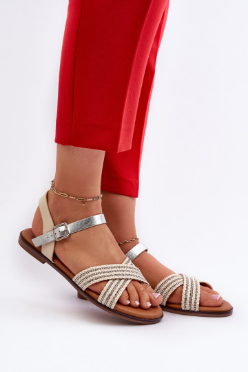 Sandali bassi da donna S.Barski MY923 colore beige 2