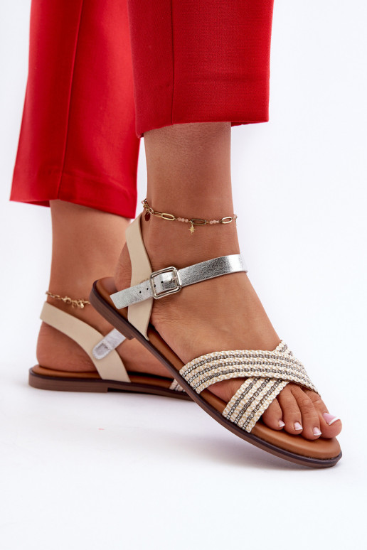 Sandali bassi da donna S.Barski MY923 colore beige Sandali bassi da donna S.Barski MY923 colore beige