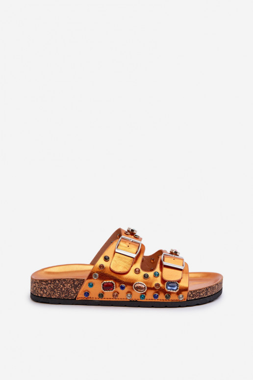 Ciabatte da donna decorate con fibbie S.Barski MY121 colore arancione