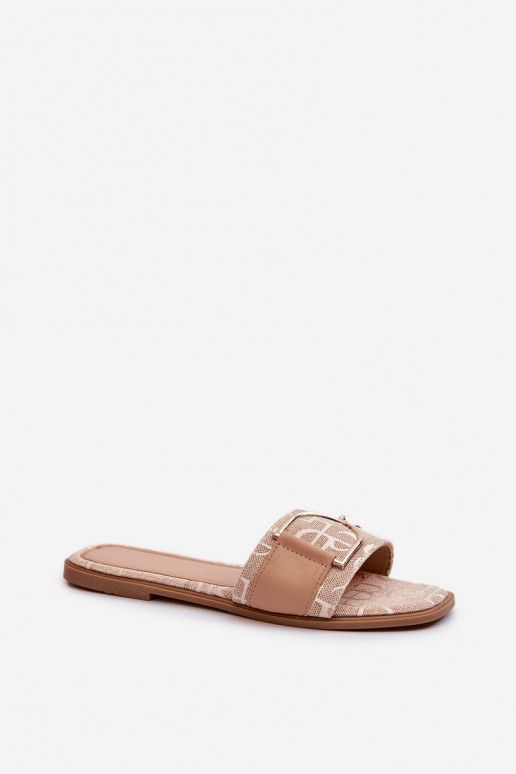 con lucentezza Pantofole da donna con ornamenti beige Taleci