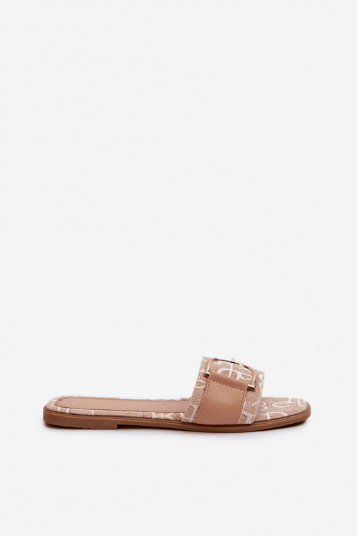con lucentezza Pantofole da donna con ornamenti beige Taleci
